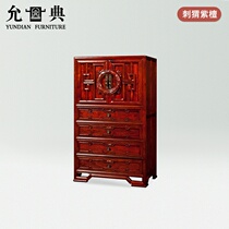 Elegant Red Wood Furniture Flowers Pears Wood Book Aroma Door First Bedroom Solid Wood Double Door Four Drawers Five Bucket Closet Drawers Locker
