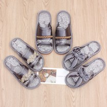 European spring and summer fabric lovers home indoor floor slippers for men and women soft bottom beauty salon simple Four Seasons non-slip drag