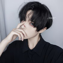 House uprising wig male middle bangs black short curly hair Korean version of handsome students Daily natural fluffy wig