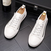 Hong Kong Tide brand small white shoes mens leather Korean version of Joker fashion fashion summer breathable inner increase leisure shoes
