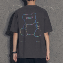 Hong Kong fashion brand ~ VIRRI CIAGA bear t-shirt summer mens colorful reflective short-sleeved trend casual loose