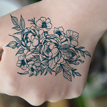 Peony flower herb tattoo sticker non-reflective lasting 15 days waterproof male simulation tattoo lifelike flower tattoo