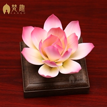 Fun ceramics handmade flowers Buddha hall for tables and shrines Decorative ornaments in front of the Buddha for flowers Buddha supplies Seven-color lotus