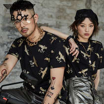 boylondon full printed Eagle T-shirt women 2021 black gold short sleeve men and women with the same 406502