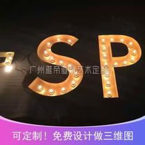 Light bulb word wedding scene layout English alphabet activity props Tin word three-dimensional luminous word photography props