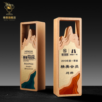 Wooden mountain trophy custom creative metal free lettering company annual meeting Awards excellent staff crystal trophy