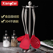 Stainless Steel Silicone Pan Shovel Soup Spoon leakers Non-stick Pan Special High Temperature Resistant Bending Handle Kitchenware Anti Slip Handle