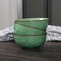Celadon Gokao kiln ice crack eating bowl home 5 inch Chinese style large rice bowl ceramic microwave