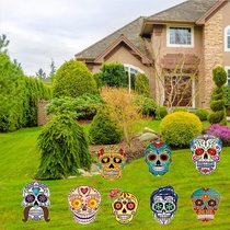 Sugar Skull Halloween rainbow Skull courtyard decoration plug party atmosphere props arrangement custom