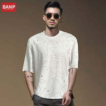 Summer slim short sleeve T-shirt for mens trendy round collar loose blouse Hollowed-out Tide Card Breathable Pure Color Half Sleeve Compassion