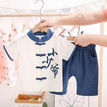 One year old multimale baby cotton linen short sleeve children suit 0-1-2 to 3 year old boy shorts 4 to 5 tange 2