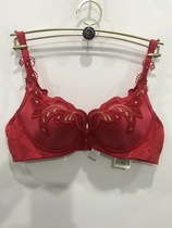 Manny Fen Spring Summer New Big Red Embroidered PolyDragon Sexy Mid-Thick Bra 20810418 Second Half Price