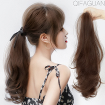  Ultra-light wig ponytail female strap grab clip Small amount of medium and long curly hair simulation hair fluffy natural invisible braids