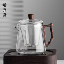 Walnuts Wood With Glass Bubble Teapot High Temperature Resistant Heating To Cook Teapot Day Style Home Side The Glass Teapot