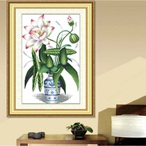 Lotus cross stitch 2021 New thread embroidery flower series Lotus living room study Chinese style hand embroidery