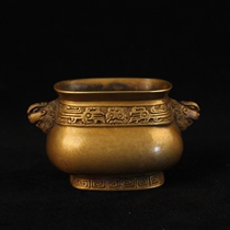 Such as purifying copper-scented stove snow flower golden sky chicken ear square stove imitation ancient Xuande stove incense flue smoked incense stove pure bronze hand stove