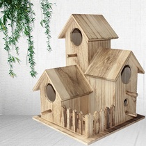 Bird wooden house Wooden bird house Breeding box Wen Bird Xuanfeng Tiger skin Peony parrot Birds nest Wooden house Birds nest cage Birds cage