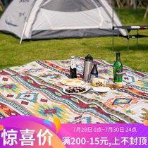 Black deer outdoor picnic mat Spring tour thickened portable folding machine washable double-sided moisture proof mat Camping picnic mat