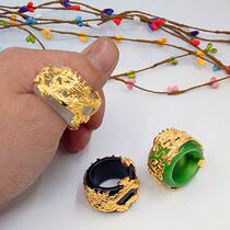 Chow Tai Fook Huamei Cats Eye Stone finger male 18K gold jade thumb ring golden dragon ring never fade