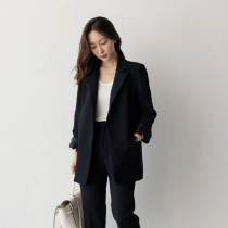 Professional suit suit women 2021 Spring and Autumn New loose leisure interview commuter black suit two-piece female