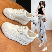 Shoes Children Chains Original Cebu Wind Han Edition 2022 Spring Festival Casual Inner Heightening Women Shoes Single Shoes Genuine Leather Little White Shoes