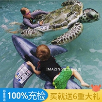 INTEX thickened large animal mount Shark dolphin water thickened inflatable bed Adult children swimming equipment