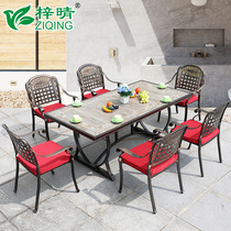 Catalsunny Outdoor Table And Chairs Patio Balcony Cast Aluminum Table And Chairs Kit Outdoor Garden Barbecue Table And Chairs Combined Casual furniture