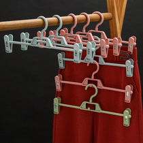 Household wardrobe multi-layer telescopic pants rack storage hanger clothing store buckle hanging seamless pants clip underwear clip