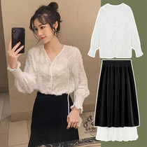 Autumn and winter clothes 2021 New Tide size womens half-body dress autumn fashion two-piece dress High sense