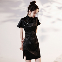 Black cheongsam young 2021 New Girl summer modified dress national tide Chinese style small man Short