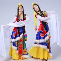 New Tibetan dance performance clothing female water sleeve Tibetan adult minority stage performance dress with long dress Tibetan robe