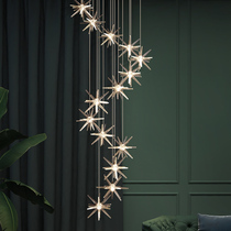 Stair long chandelier star art lamp personality duplex high-rise building leap floor chandelier Villa rotating hotel lamps
