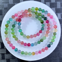 Brazilian natural tourmaline bracelet female three 6mm 30 to 33g candy lan bi wang fu rainbow bracelets 48973