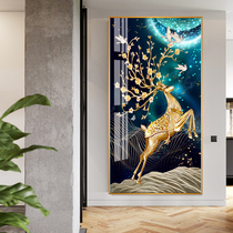 Running elk Crystal porcelain vertical decoration mural living room porch corridor aisle simple atmospheric background wall hanging painting