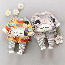 Female Baby Suit Baby Suit 0-1-2-3 Year Old Children Suit Spring Dress Casual Suit Spring Autumn
