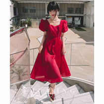 Pregnant woman toast brides with bridal summer red engagement wedding gown small sub big code fat mm light yarn dress woman