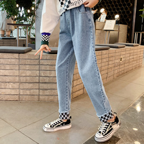 Girl Pants Children Jeans Spring Autumn Money 2022 new spring clothing Han version Leisure CUHK Tong 100 hitch pants tide