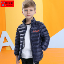 Light and light down jacket boys short 2021 new childrens stand-up collar winter clothes Korean version of the tide in the big childrens warm jacket