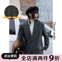 Ouyang Xi New Casual Little West Suit Autumn Winter Loose Korean Version Womens Clothing Blouse Commuter Light Core Suede Suit Jacket
