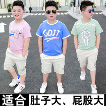 Obesity Boy Suit Summer Dress New GFat Plus Big Code Easy Fat Big Boy Boy T-shirt Half Sleeve Fat Kid Clothes