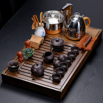 Household four-in-one automatic electric tea stove Solid wood tea tray tea table set ceramic Purple sand Kung Fu tea set