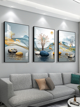 Light and luxurious living room decorative painting Nordic modern simple sofa background wall hanging stone to run triple wall painting