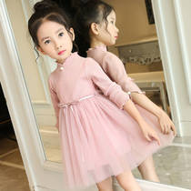 Girls  clothing 2020 spring and autumn new Korean version of the net red dress thickened childrens skirt mesh foreign princess skirt