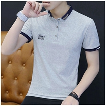 Short-sleeved T-shirt mens summer cotton lapel polo shirt mens trend shirt collar clothes Korean version of the Tide brand shirt
