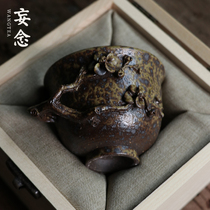 Japanese old rock mud wood-fired tea cup Handmade Kung Fu tea master cup Single cup large