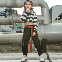 Girls hip-hop suit hip-hop costumes childrens jazz dance costumes navel overalls rack drum jazz dance