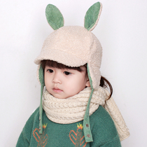 Childrens baby hat earring hat autumn and winter plus cashmere Lei Feng hat boys and girls cute ears baby warm