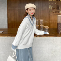 Autumn and winter clothes 2021 new large size womens fat mm sweater jumpsuit French two-piece foreign style thin