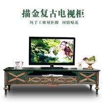 American TV cabinet Small household living room 2 meters coffee table combination complete set of Peacock green simple light luxury European TV cabinet