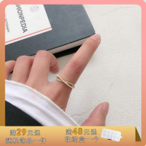 Meritocratic pearl ring temperament small fairy cross index finger ring individuality brief opening joint ring female 1204